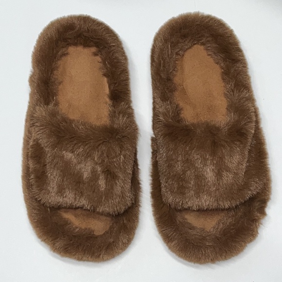 Brown Memory Foam House Bedroom Slippers Fuzzy Plush Comfy Faux Fur Lined Slide - Picture 8 of 15